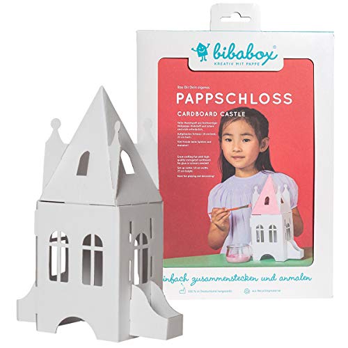 bibabox - Kleines Pappschloss zum Basteln und Anmalen – Nachhaltiges Spielzeug und Bastelset Kinder, kleines Papphaus für Kinder, tolles Geschenk Mädchen und Jungen von bibabox