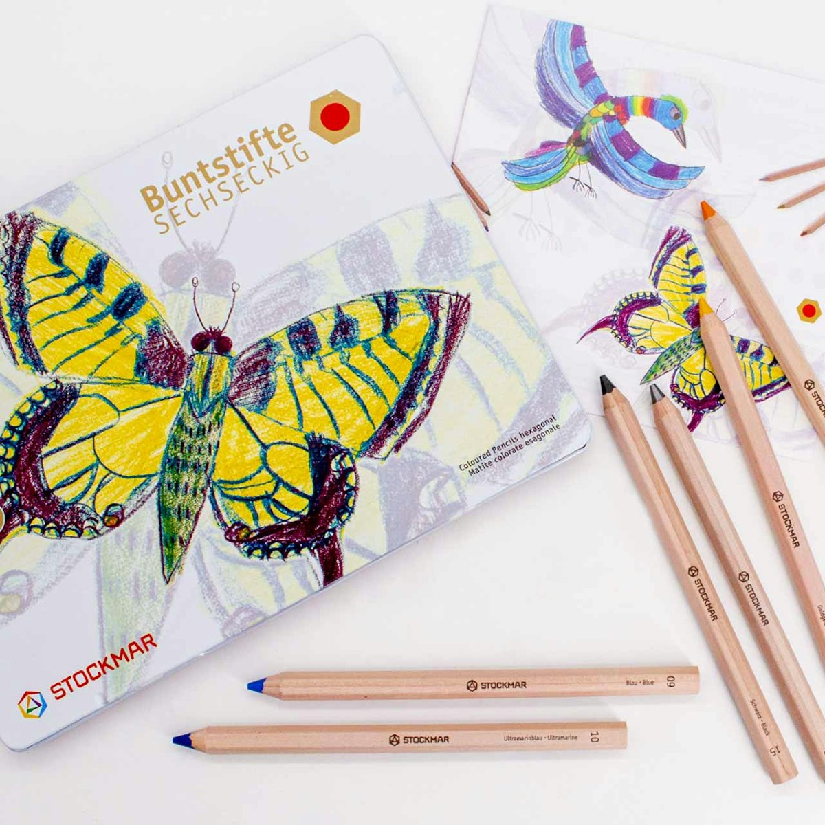 18 dicke Buntstifte im edlen Blechetui 18 dicke Buntstifte im edlen Blechetui