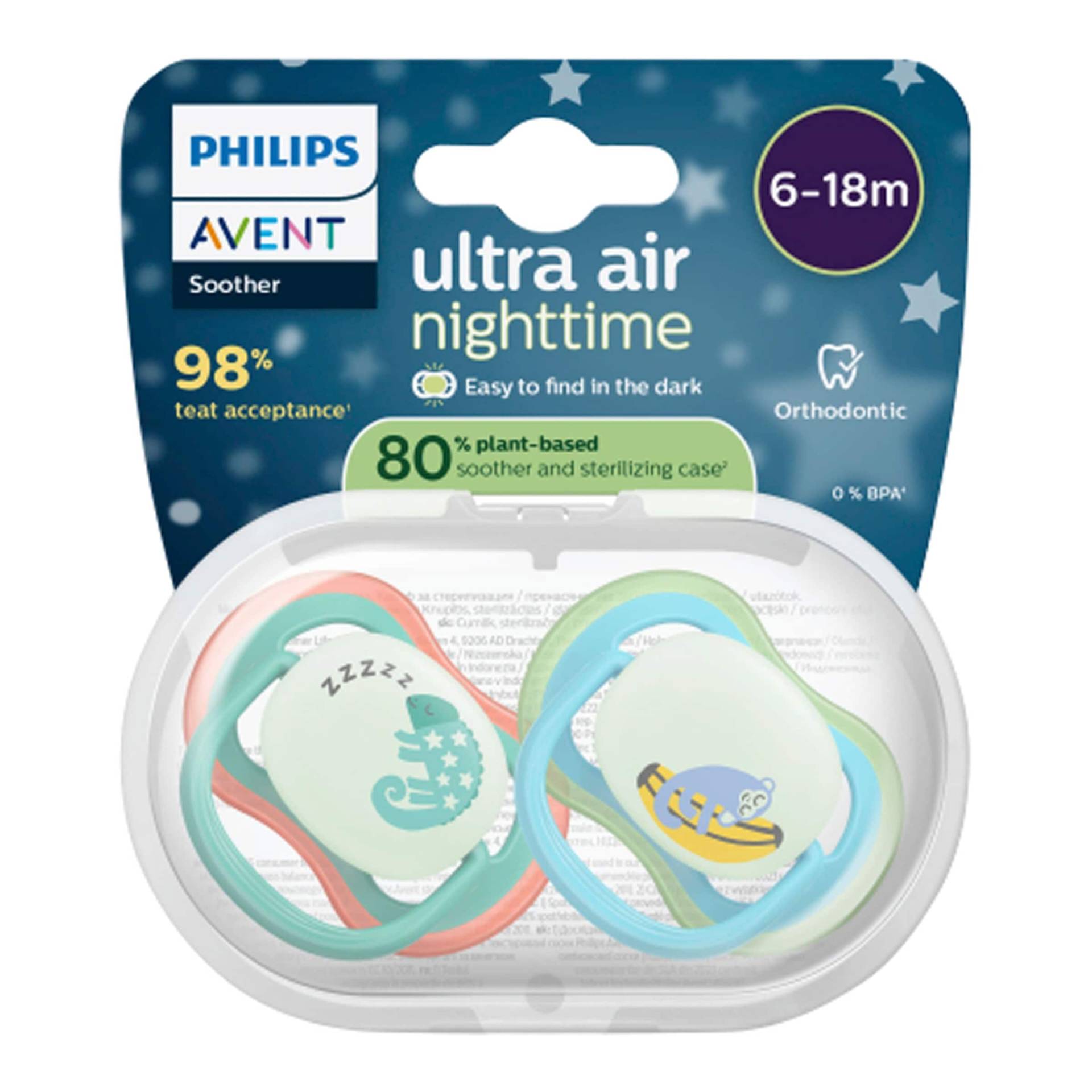 Philips Avent 2er-Pack Schnuller ultra air Nighttime, 6-18M Philips Avent 2er-Pack Schnuller ultra air Nighttime, 6-18M von Philips Avent