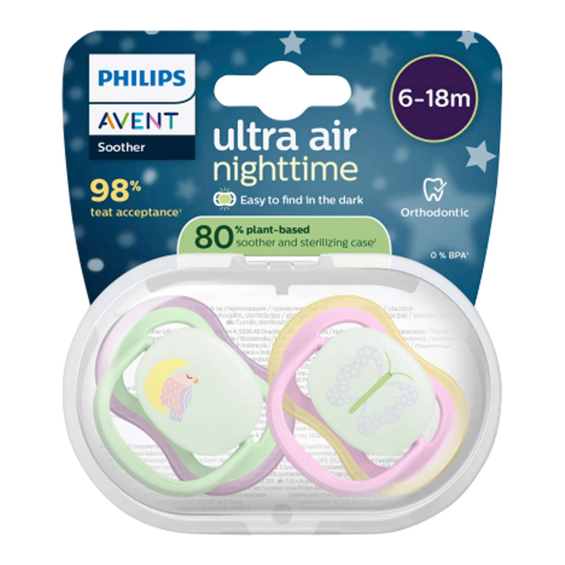 Philips Avent 2er-Pack Schnuller ultra air Nighttime, 6-18M Philips Avent 2er-Pack Schnuller ultra air Nighttime, 6-18M von Philips Avent
