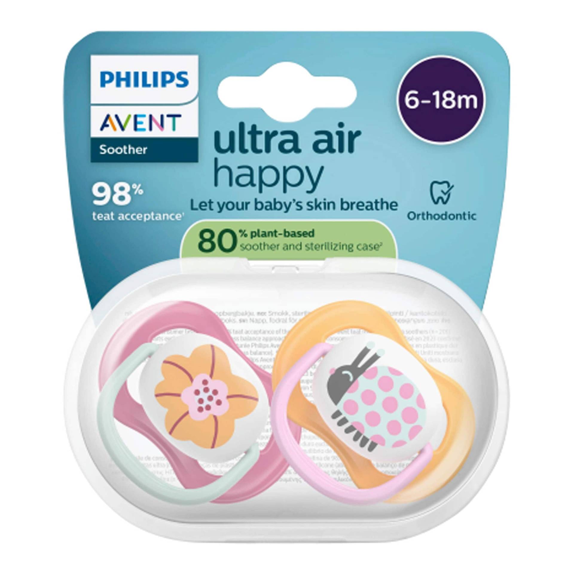 Philips Avent 2er-Pack Schnuller ultra air happy, 6-18M Philips Avent 2er-Pack Schnuller ultra air happy, 6-18M von Philips Avent