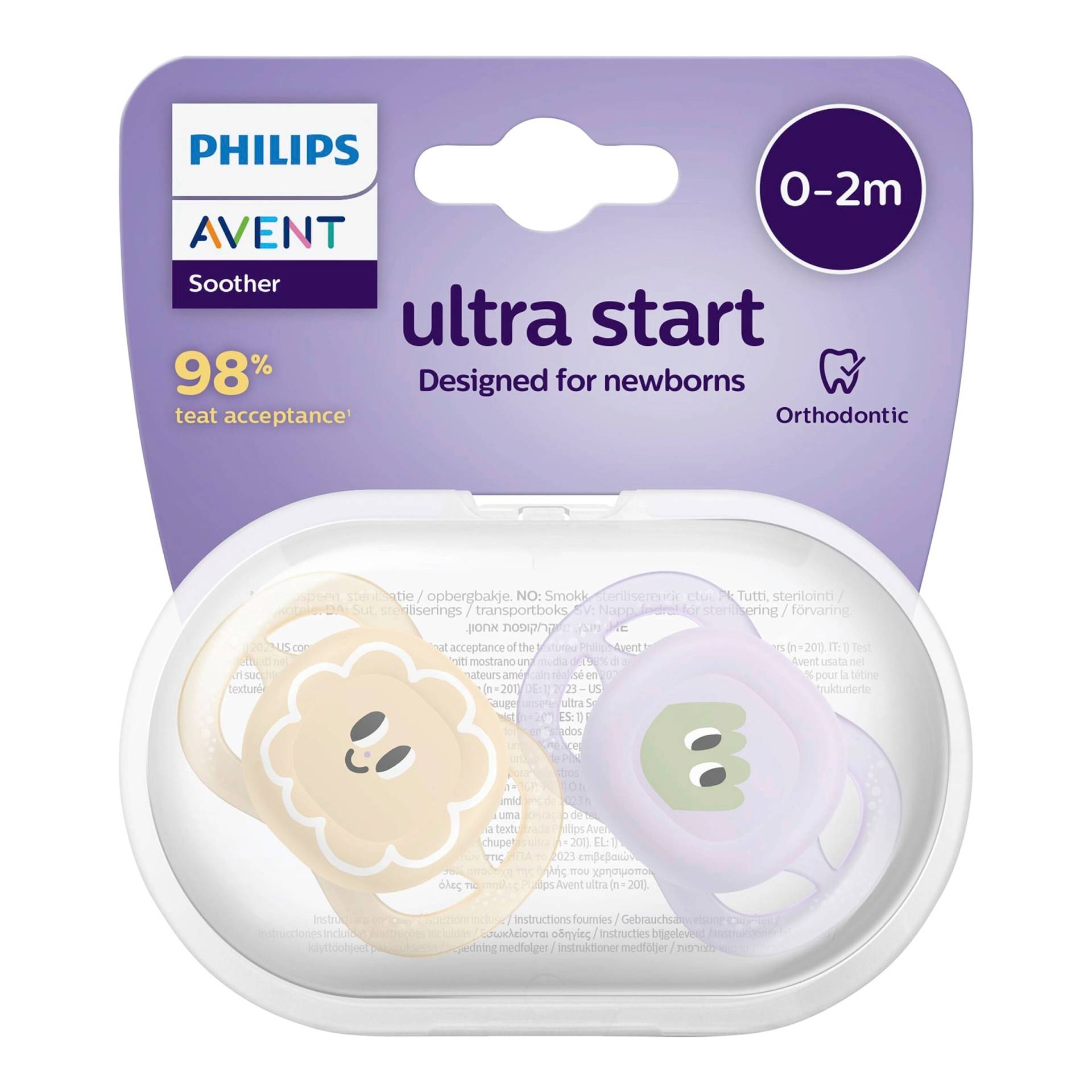 Philips Avent 2er-Pack Schnuller ultra start, 0-2M von Philips Avent