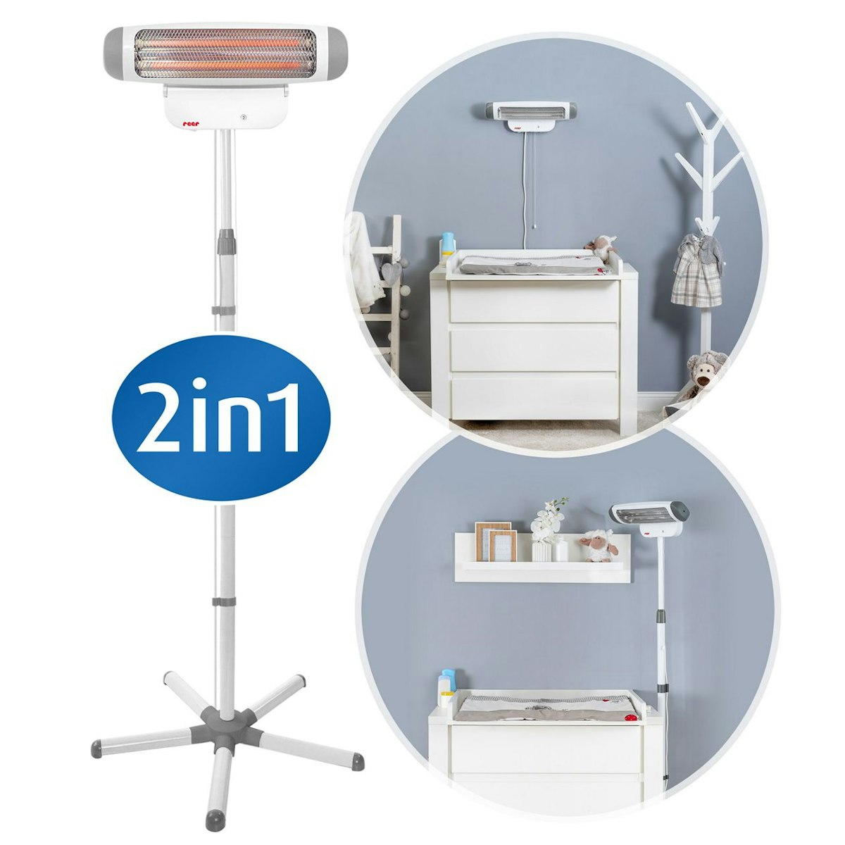 2in1 Wickeltisch - Heizstrahler - Stand- od. Wandmontage 2in1 Wickeltisch - Heizstrahler - Stand- od. Wandmontage