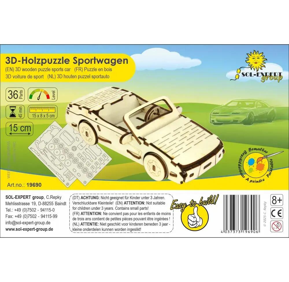3D-Holzpuzzle Sportwagen Cabrio 3D-Holzpuzzle Sportwagen Cabrio