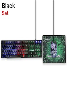 3in1 T6 Rainbow Backlit Keyboard Mouse PAD Set For PC PS4 PS3 Xbox One Black