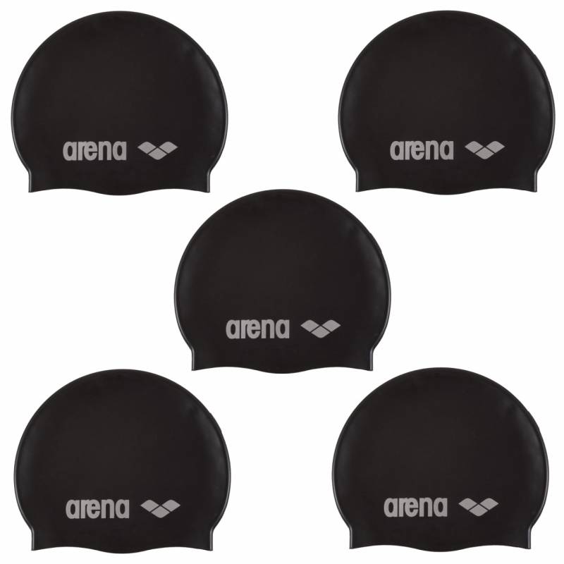 5x arena Badekappe Silicone black-silver