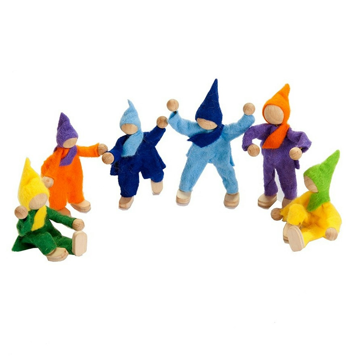 6 biegsame Puppen bis zu 8,5 cm aus Filz fürs Puppenhaus 6 biegsame Puppen bis zu 8,5 cm aus Filz fürs Puppenhaus