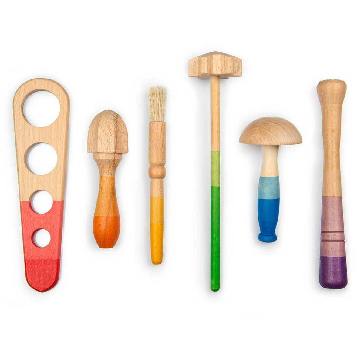 6 handbemalte Werkzeuge aus Holz 6 handbemalte Werkzeuge aus Holz