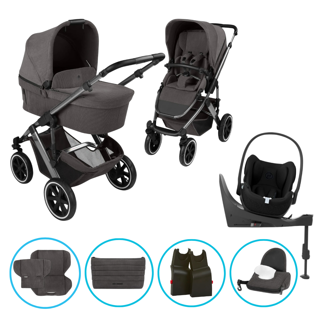 ABC Design Salsa 5 Air 4in1 Kinderwagen Set Almond inkl. Cybex Cloud T i-Size Sepia Black, Cybex Base T, ABC Design Adapter & gratis Zubehör ABC Design Salsa 5 Air 4in1 Kinderwagen Set Almond inkl. Cybex Cloud T i-Size Sepia Black, Cybex Base T, ABC Design Adapter & gratis Zubehör