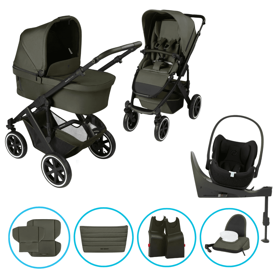 ABC Design Salsa 5 Air 4in1 Kinderwagen Set Avocado inkl. Cybex Cloud T i-Size Sepia Black, Cybex Base T, ABC Design Adapter & gratis Zubehör ABC Design Salsa 5 Air 4in1 Kinderwagen Set Avocado inkl. Cybex Cloud T i-Size Sepia Black, Cybex Base T, ABC Design Adapter & gratis Zubehör