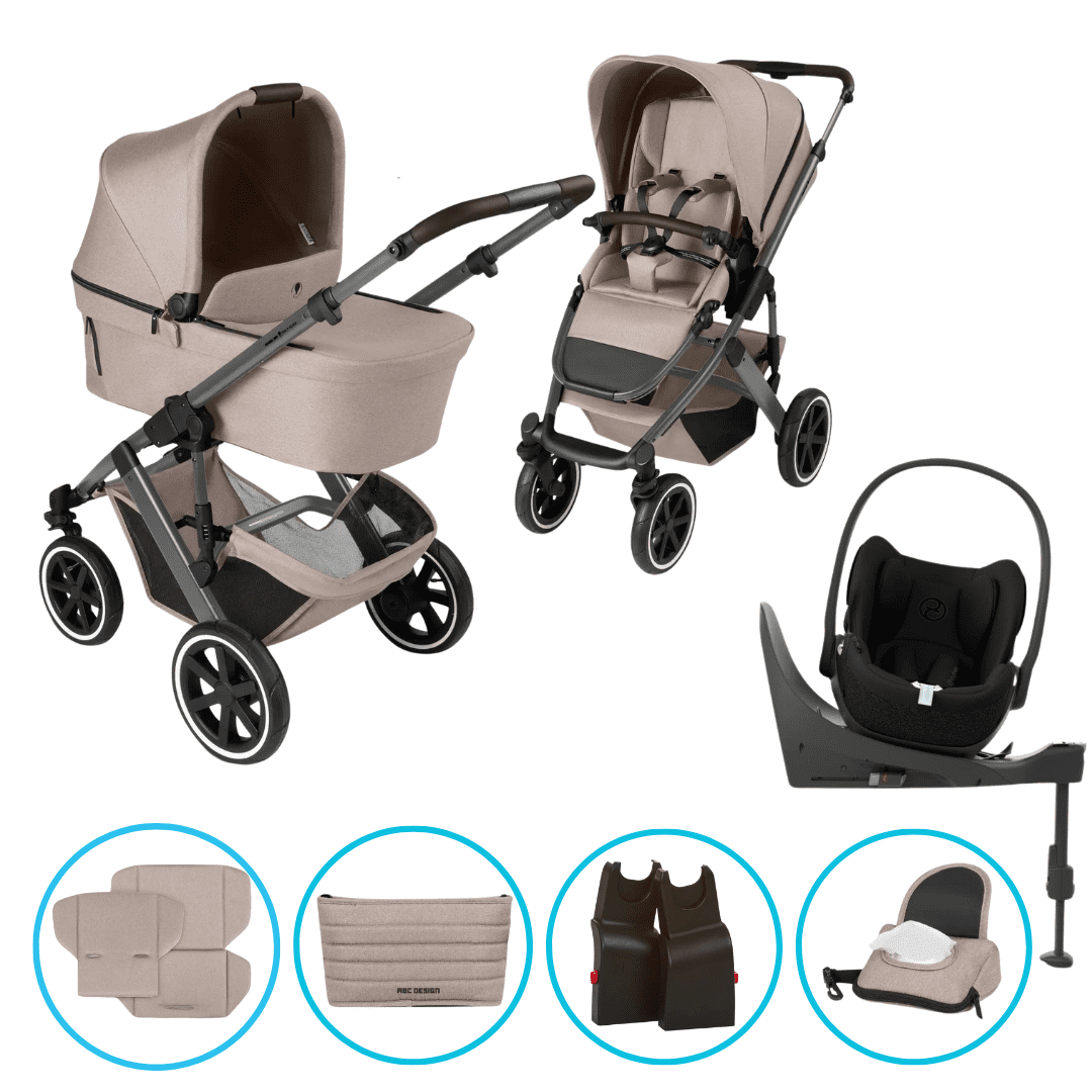 ABC Design Salsa 5 Air 4in1 Kinderwagen Set Camel inkl. Cybex Cloud T i-Size Sepia Black, Cybex Base T, ABC Design Adapter & gratis Zubehör ABC Design Salsa 5 Air 4in1 Kinderwagen Set Camel inkl. Cybex Cloud T i-Size Sepia Black, Cybex Base T, ABC Design Adapter & gratis Zubehör