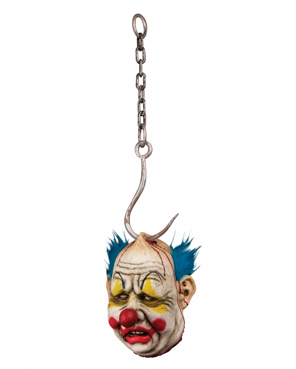 Abgetrennter Clown Kopf an Kette mit Haken