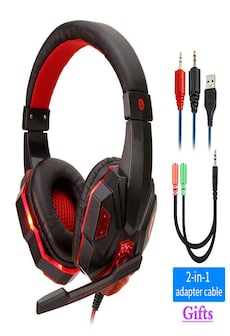 Adjustable Gaming Headset For SONY Playstation/Xbox/NS/PC with Noise Cancelling and Mic Auriculares Red