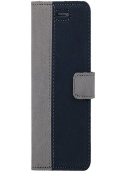 Apple iPhone 8 Plus- Surazo® Phone Case Genuine Leather- Nubuck Gray and Navy Blue