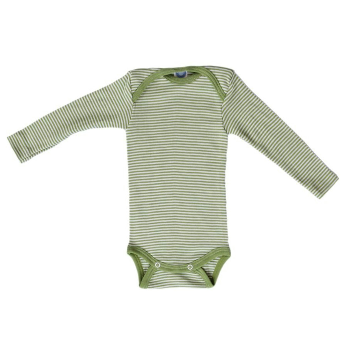 Atmungsaktiver Body Wolle Seide grün gestreift 50/56 Atmungsaktiver Body Wolle Seide grün gestreift 50/56