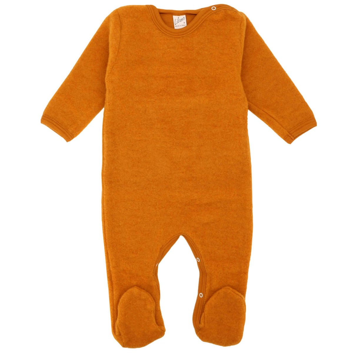 Babystrampler Wollplüsch mit Fuß curry 62 Babystrampler Wollplüsch mit Fuß curry 62