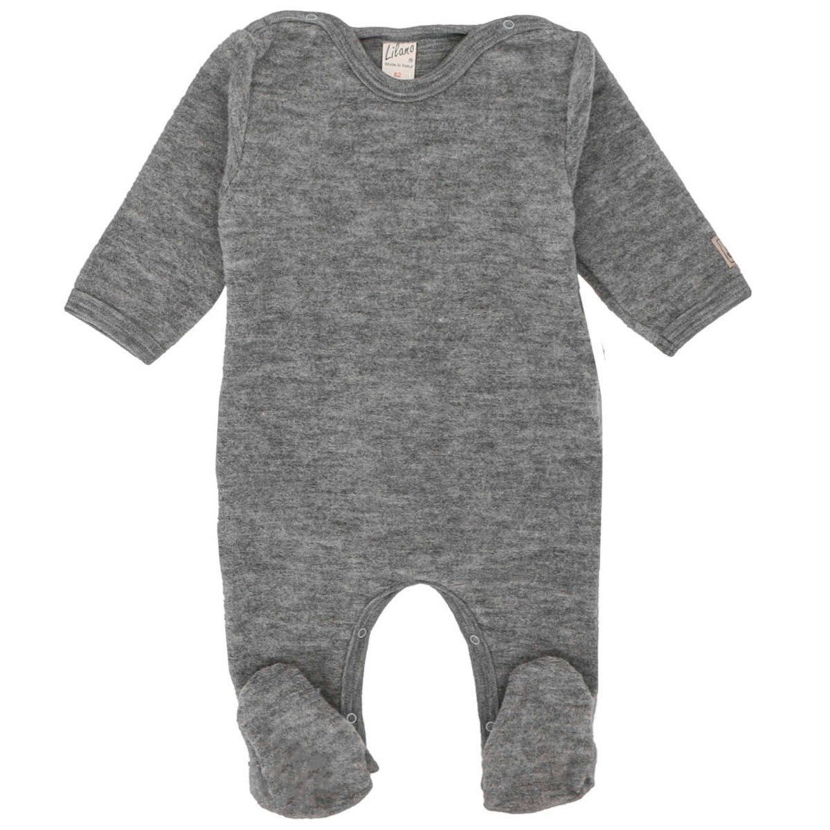 Babystrampler Wollplüsch mit Fuß grau 68 Babystrampler Wollplüsch mit Fuß grau 68