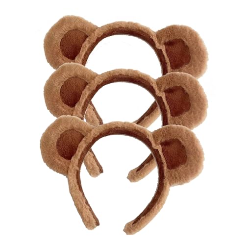 Bärenohren Stirnband,3 PCS Bärenohren Haarreifen Niedliche Party Kopfbedeckung Gesichtswäsche Stirnband Bequeme Haarreifen Zubehör für Erwachsene Kinder Dekoration von SinChic