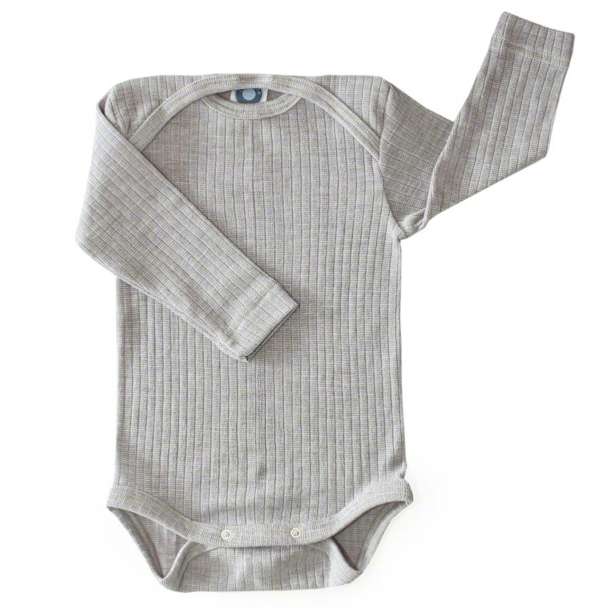 Baumwolle Wolle Seide Body langarm grau meliert 86/92 Baumwolle Wolle Seide Body langarm grau meliert 86/92