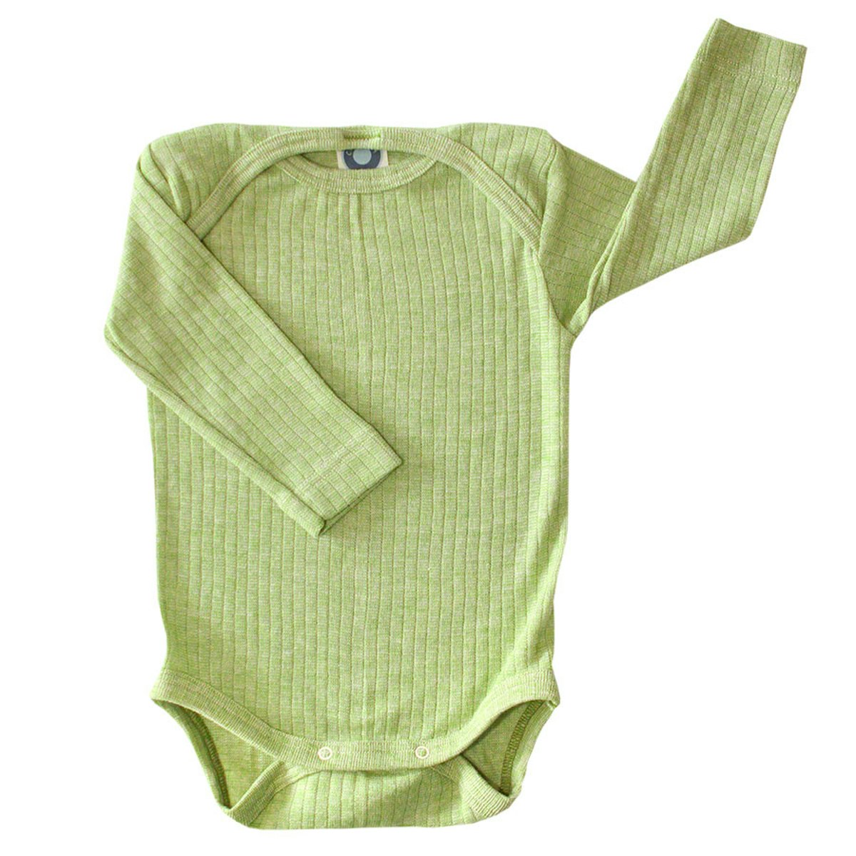Baumwolle Wolle Seide Body langarm grün meliert 86/92 Baumwolle Wolle Seide Body langarm grün meliert 86/92