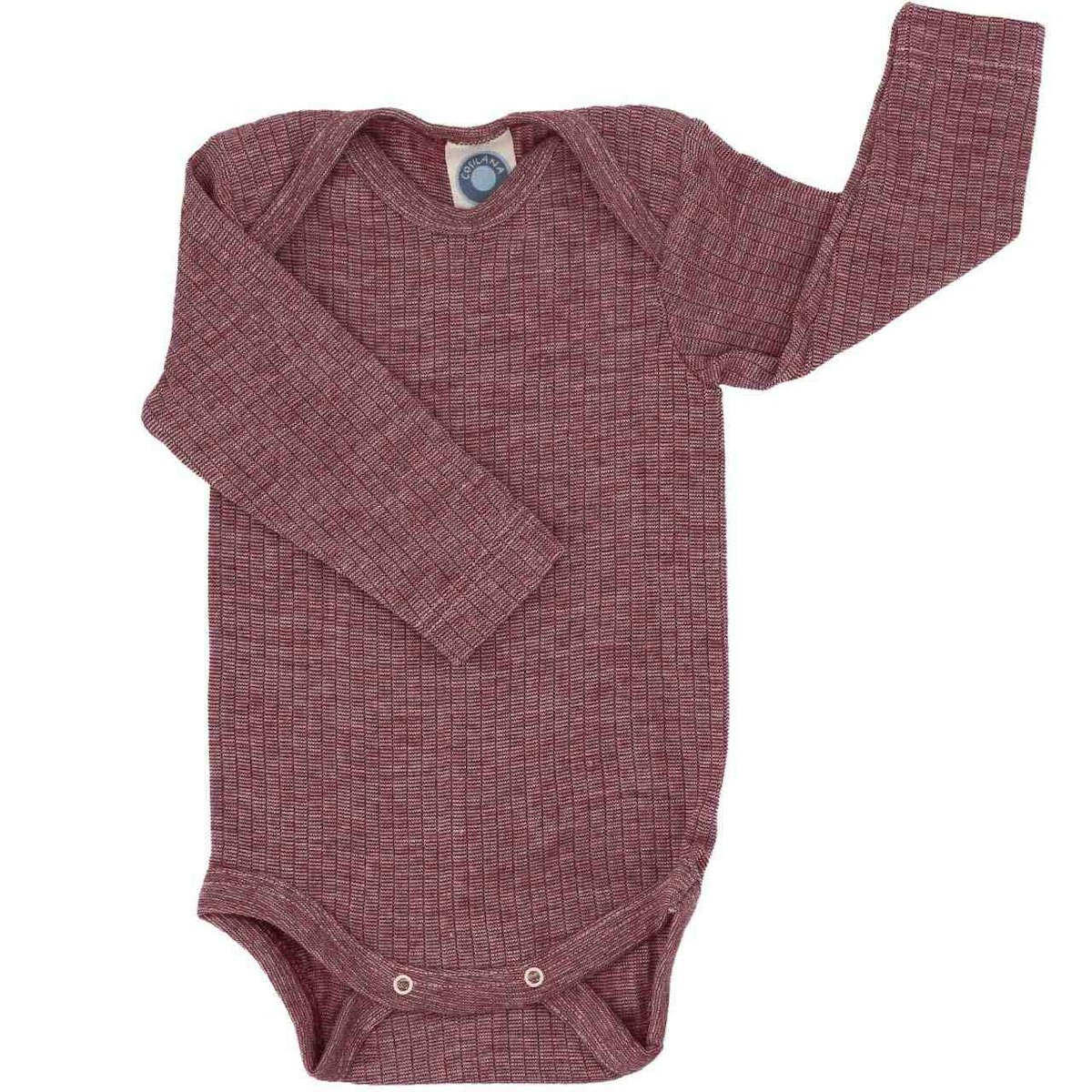 Baumwolle Wolle Seide Body langarm weinrot meliert 86/92 Baumwolle Wolle Seide Body langarm weinrot meliert 86/92