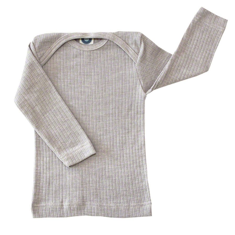 Baumwolle Wolle Seide Langarmshirt grau meliert 62/68 Baumwolle Wolle Seide Langarmshirt grau meliert 62/68