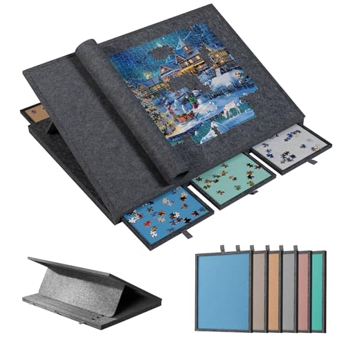 Becko US 1500 Teile Kipp- und Drehpuzzlebrett für einen einstellbaren Winkel von bis zu 30°, mit 6 Filz-Sortierfächern, leicht, tragbar, einfach zu transportieren, mit Schutzhülle Becko US 1500 Teile Kipp- und Drehpuzzlebrett für einen einstellbaren Winkel von bis zu 30°, mit 6 Filz-Sortierfächern, leicht, tragbar, einfach zu transportieren, mit Schutzhülle von Becko US