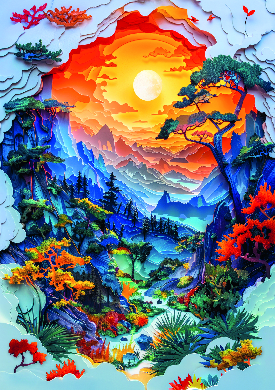 Berge und Tal aus Papier Berge und Tal aus Papier