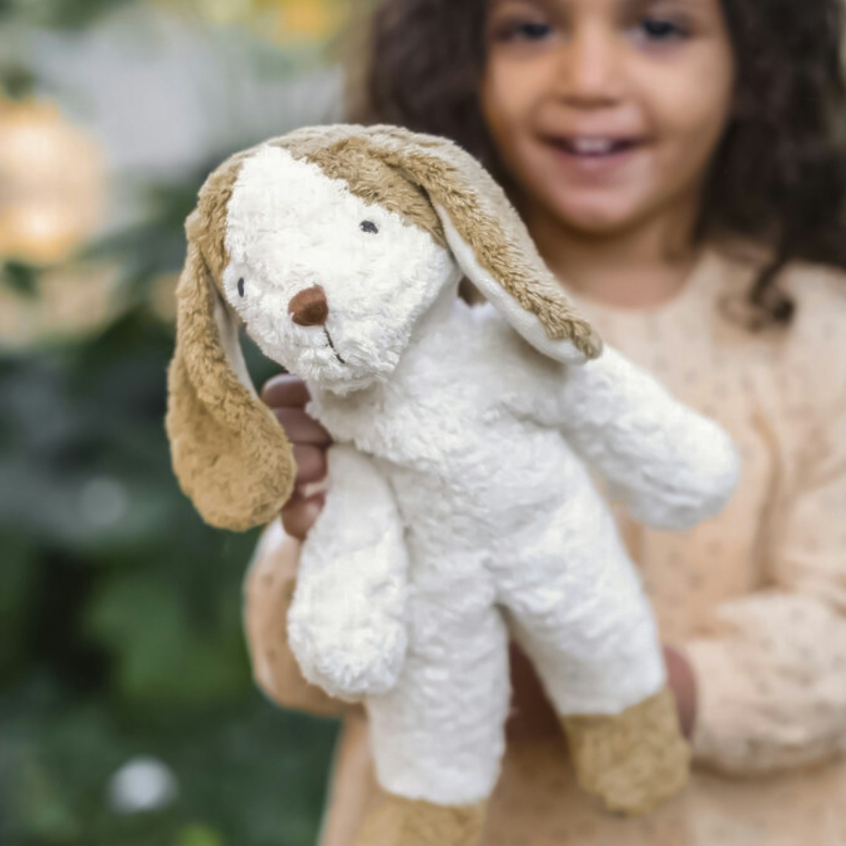 Bio Stofftier Hund weiß beige 27 cm Bio Stofftier Hund weiß beige 27 cm