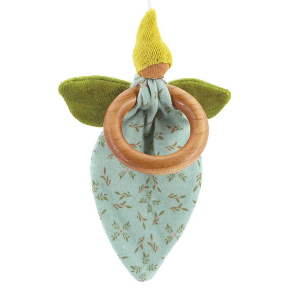 Blütenzauber Greifling mit Rassel in Bio Qualität grün-türkis Blütenzauber Greifling mit Rassel in Bio Qualität grün-türkis