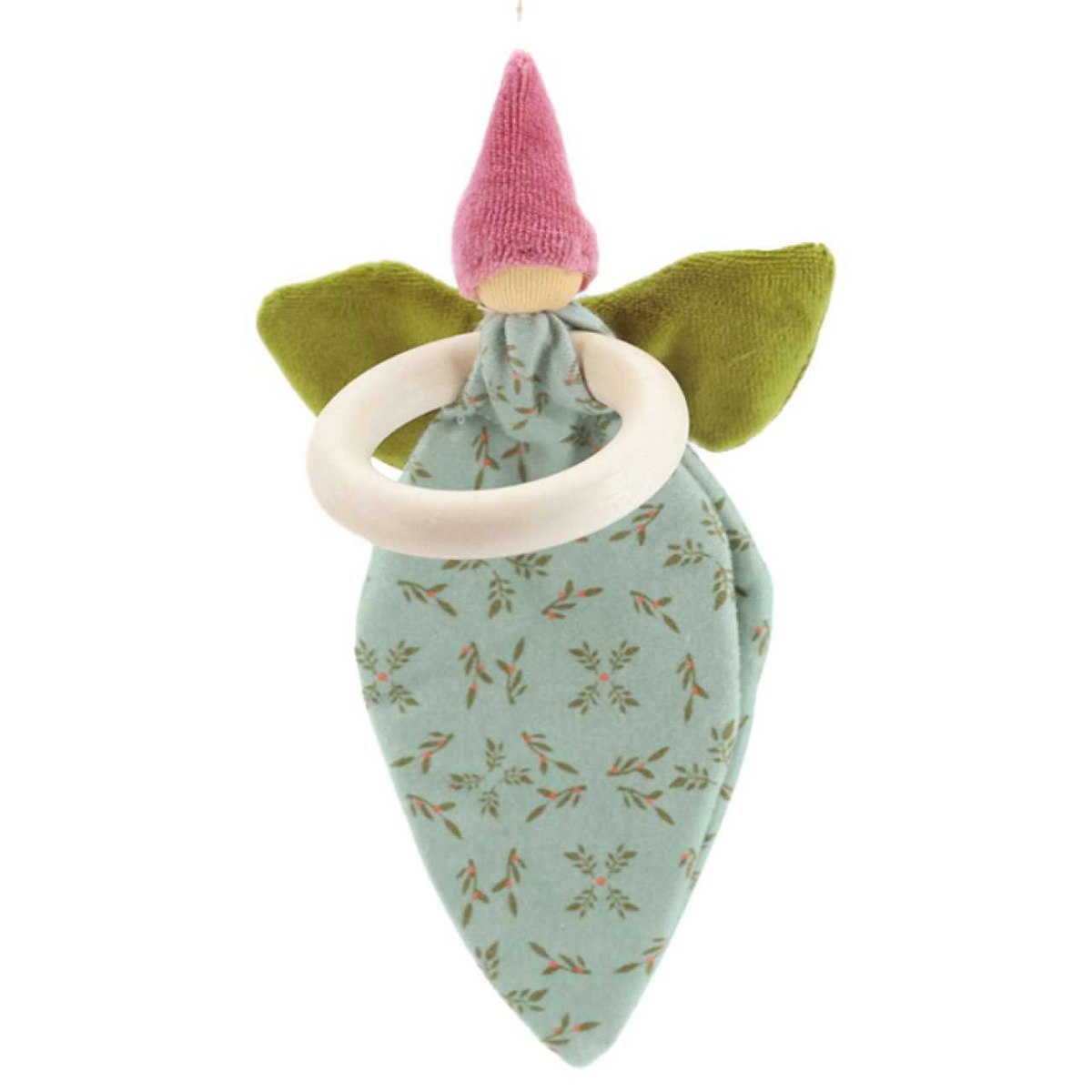 Blütenzauber Greifling mit Rassel in Bio Qualität rosa-türkis Blütenzauber Greifling mit Rassel in Bio Qualität rosa-türkis