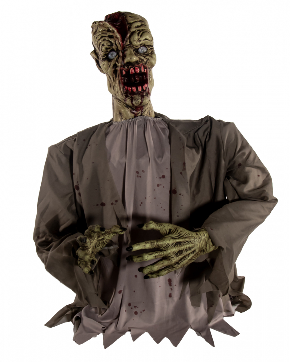 Blutiger Zombie Torso mit Bewegung, Licht & Sound 80cm