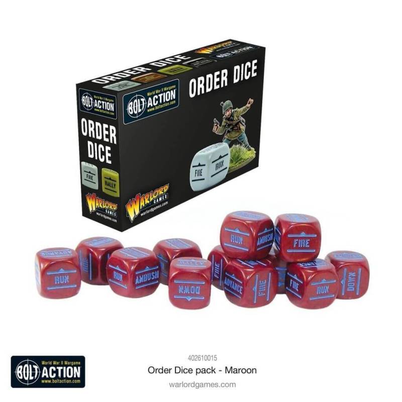 Bolt Action Order Dice - Maroon (12)