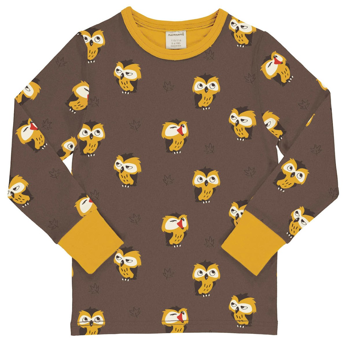 Braunes Langarmshirt mit Eulen 98/104 Braunes Langarmshirt mit Eulen 98/104
