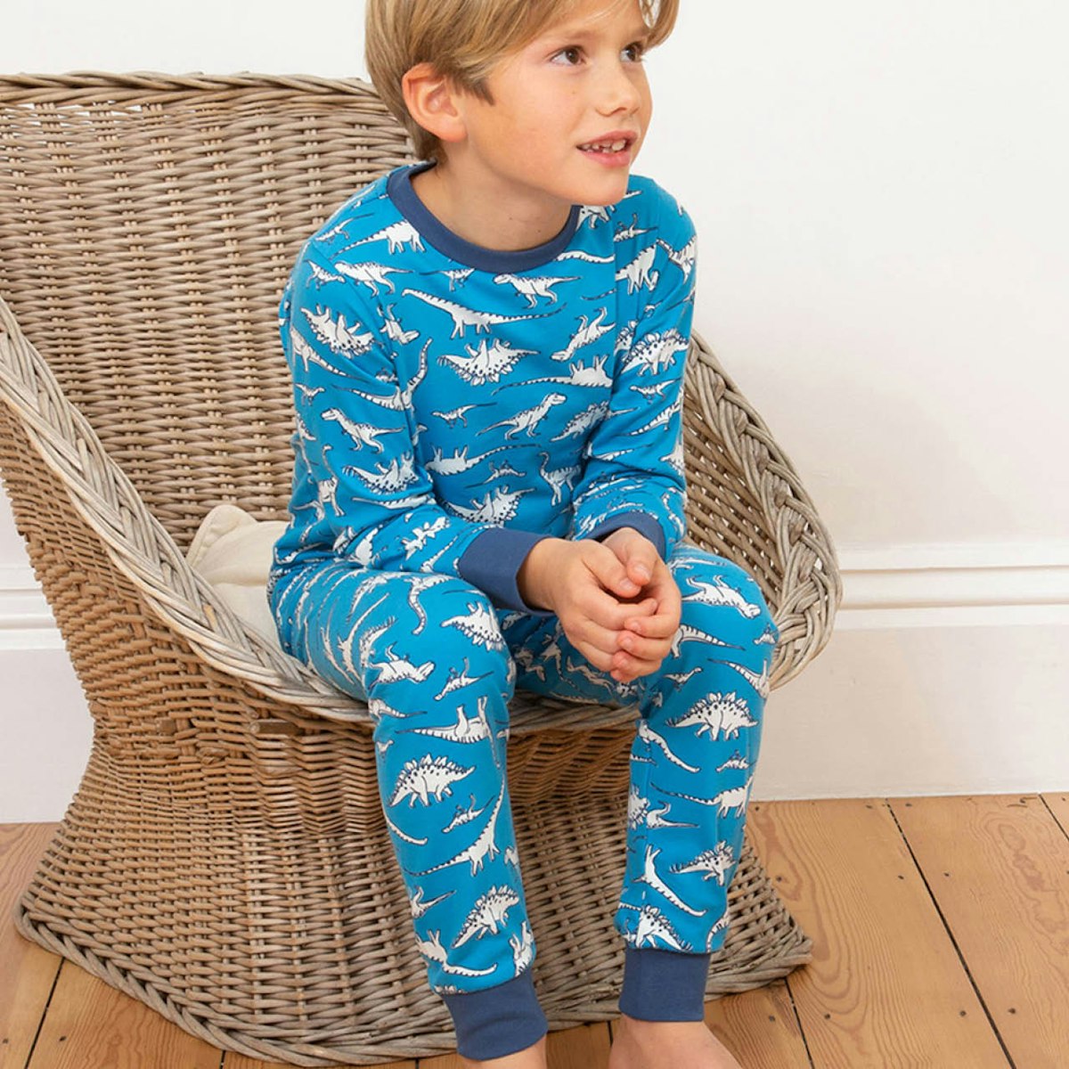 Bündchen Schlafanzug Dinos hellblau 134 Bündchen Schlafanzug Dinos hellblau 134