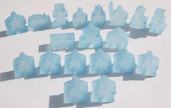 Carcassonne: Meeple - komplettes Spielfiguren-Set (19 Figuren) FROZEN Hellblau