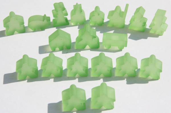 Carcassonne: Meeple - komplettes Spielfiguren-Set (19 Figuren) FROZEN Hellgrün