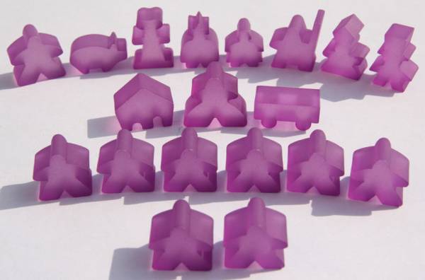 Carcassonne: Meeple - komplettes Spielfiguren-Set (19 Figuren) FROZEN Lila