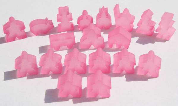 Carcassonne: Meeple - komplettes Spielfiguren-Set (19 Figuren) FROZEN Rosa