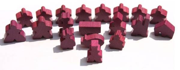 Carcassonne: Meeple - komplettes Spielfiguren-Set (19 Figuren) HOLZ Lila