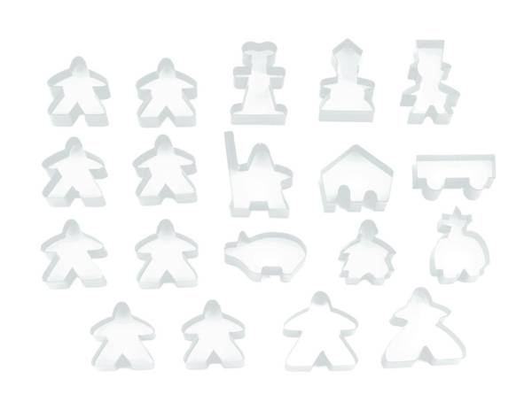 Carcassonne: Meeple - komplettes Spielfiguren-Set (19 Figuren) TRANSPARENT Farblos