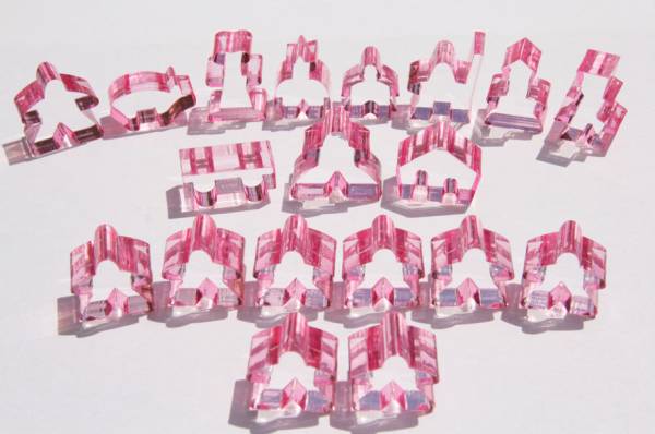 Carcassonne: Meeple - komplettes Spielfiguren-Set (19 Figuren) TRANSPARENT Rosa