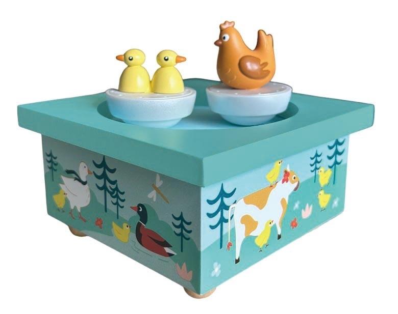 Carletto - Spieluhr mit tanzenden Huhn/Küken, magnetisch Carletto - Spieluhr mit tanzenden Huhn/Küken, magnetisch
