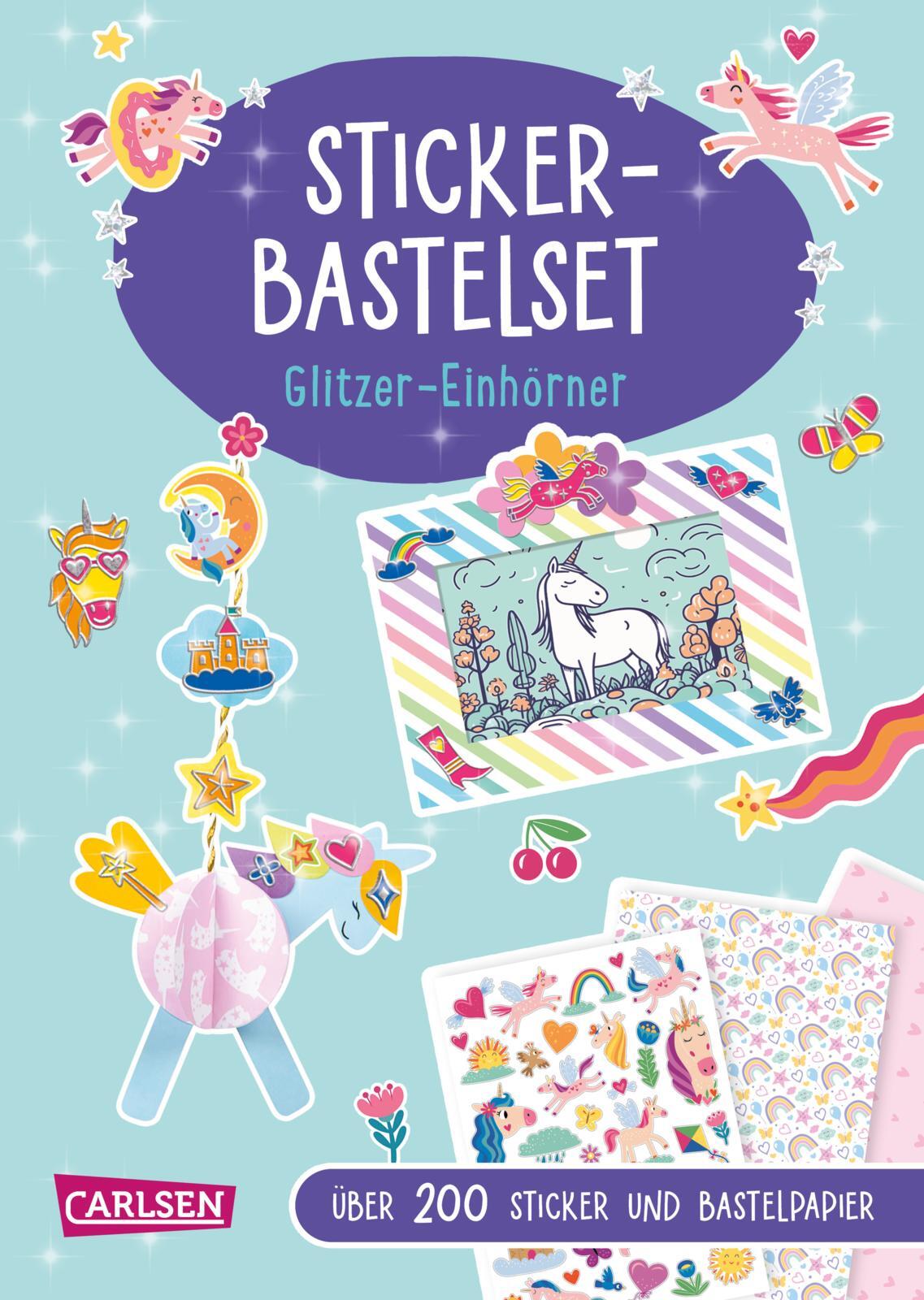Carlsen Verlag - Bastelset für Kinder: Sticker-Bastelset: Glitzer-Einhörner Carlsen Verlag - Bastelset für Kinder: Sticker-Bastelset: Glitzer-Einhörner
