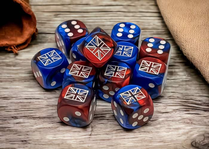 Chessex Great Britain Gemini Blue-Red/White 12x W6 16mm War Dice Set