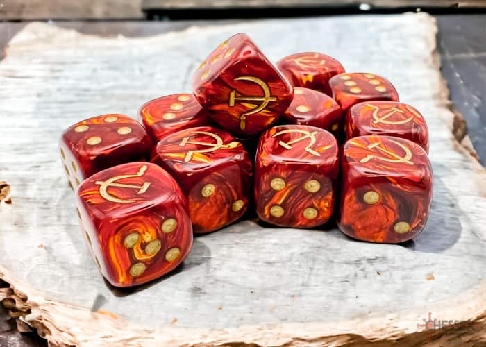 Chessex Soviet Union Scarab Scarlet/Gold 12x W6 16mm War Dice Set Red Russia Chessex Soviet Union Scarab Scarlet/Gold 12x W6 16mm War Dice Set Red Russia