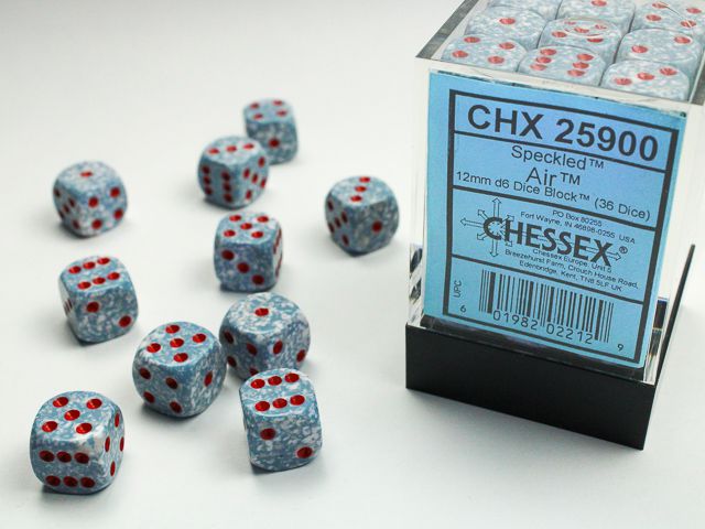 Chessex Speckled Air 36x W6 12mm Dice Set 36 hellblaue Würfel