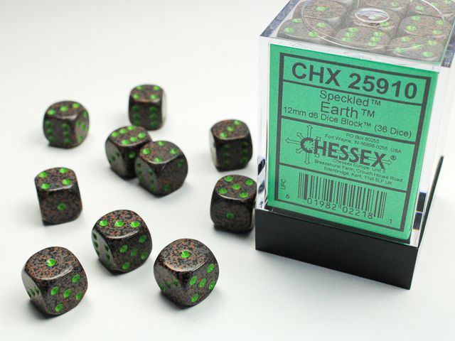 Chessex Speckled Earth 36x W6 12mm Dice Set 36 schwarze Würfel Chessex Speckled Earth 36x W6 12mm Dice Set 36 schwarze Würfel