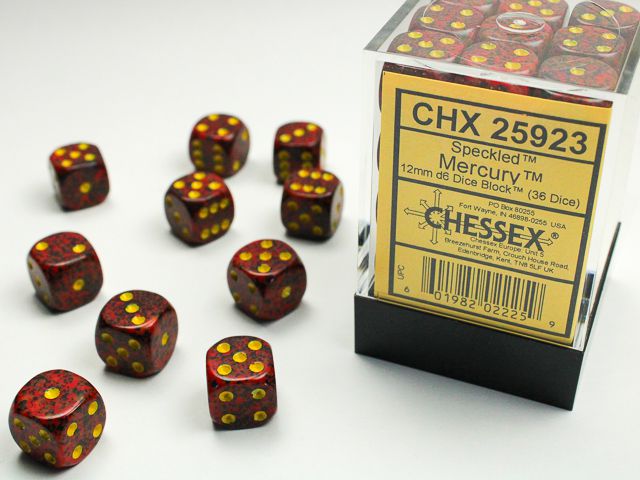 Chessex Speckled Mercury 36x W6 12mm Dice Set 36 rote Würfel