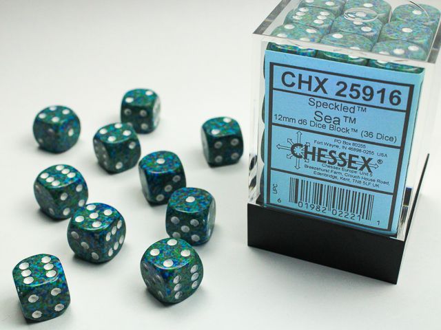 Chessex Speckled Sea 36x W6 12mm Dice Set 36 blaue Würfel